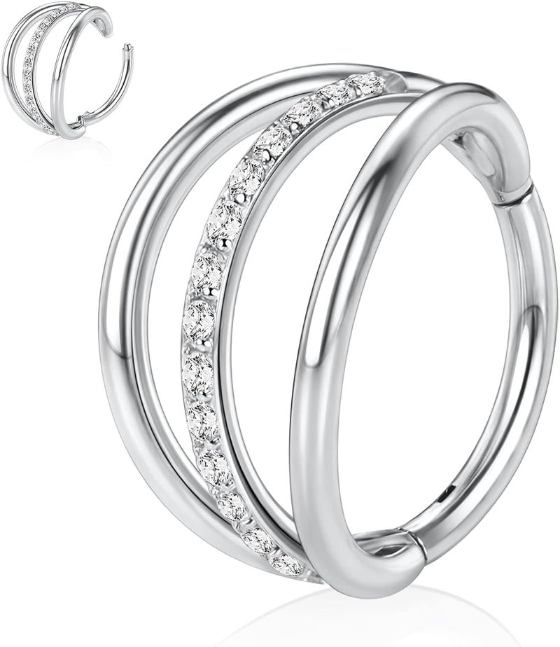 FUNLMO Store 316L Surgical Steel Nose Hoop Septum Conch Piercing Jewelry Cartilage Daith Helix Tragus Rook Lobe Earring Triple/Double Nose Lip Ring 20G 18G 16G - Image 1